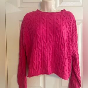 Calvin Klein Hot Pink Cropped Sweater Size Large‎
